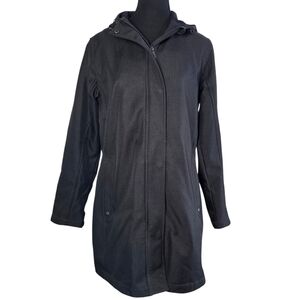 North End "CAT" Black Hooded Trench Coat Size Med